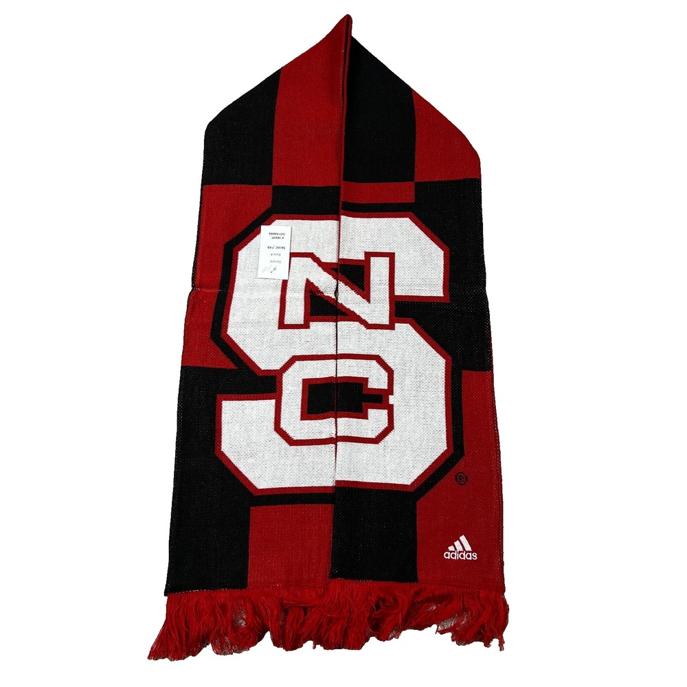 Adidas Unisex One Size‎ Red Black Knit Fringe NC State Wolfpack NCAA Scarf NWT